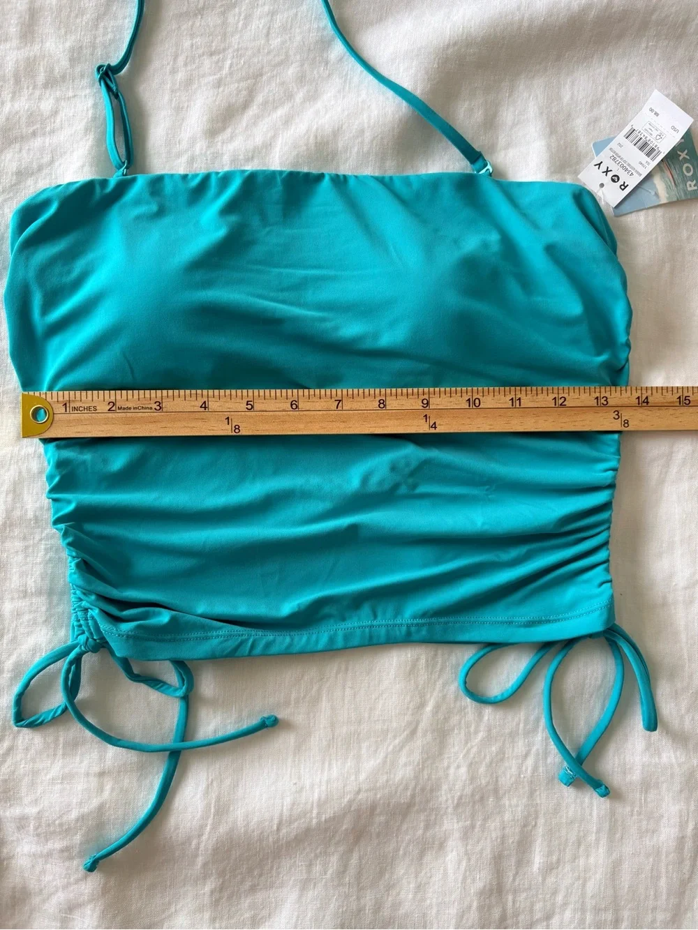 Roxy Bandeau Bikini Set NWT Large Turquoise Adjustable Swim Set Beach Resort